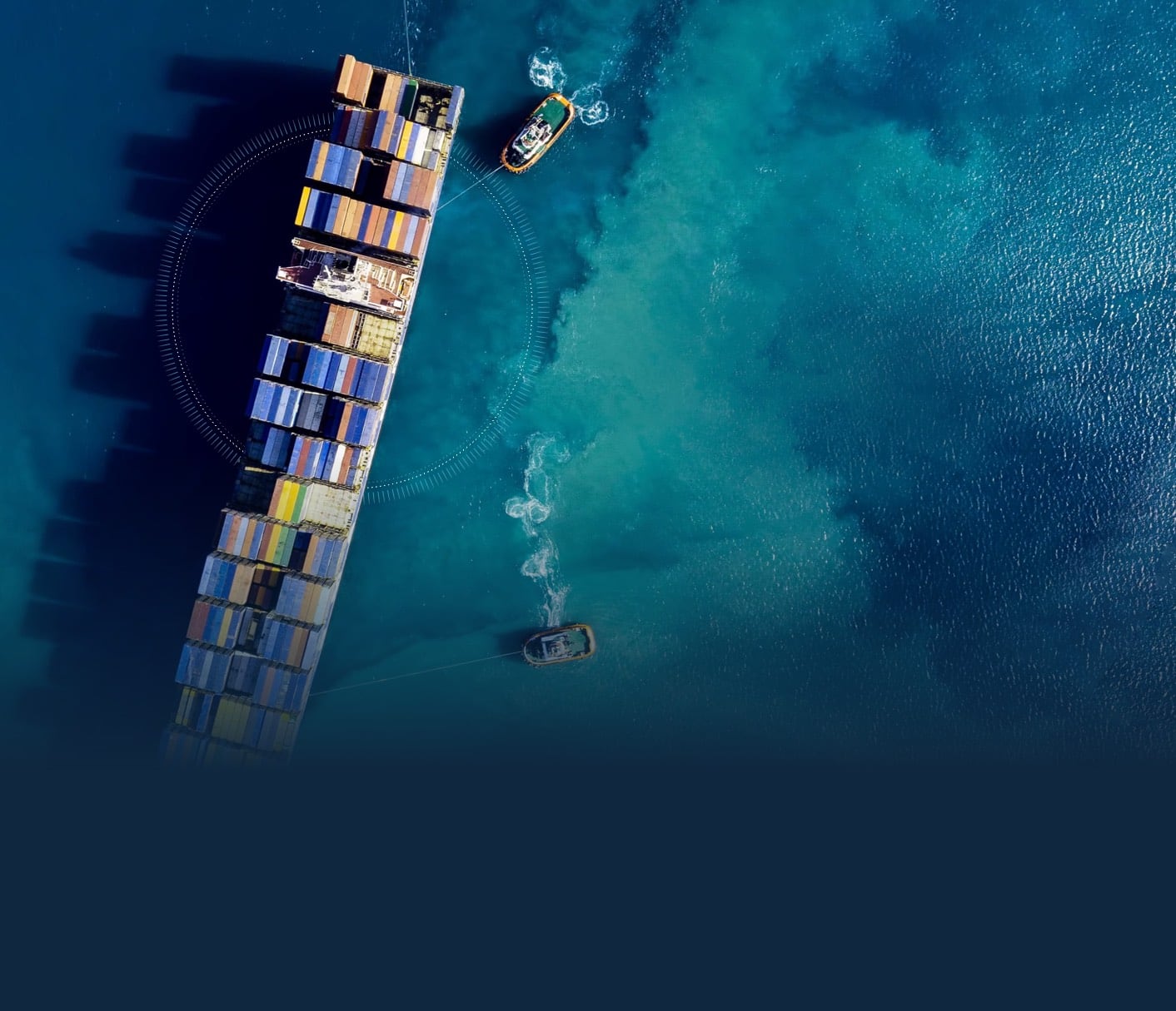 Aerial view of a container ship at sea, Costa Rica's export route to the United States and Europe